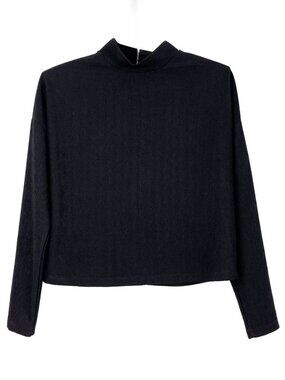 Dynamite Womens Small Mock Neck Long Sleeve Ribbed Top Zipper Back